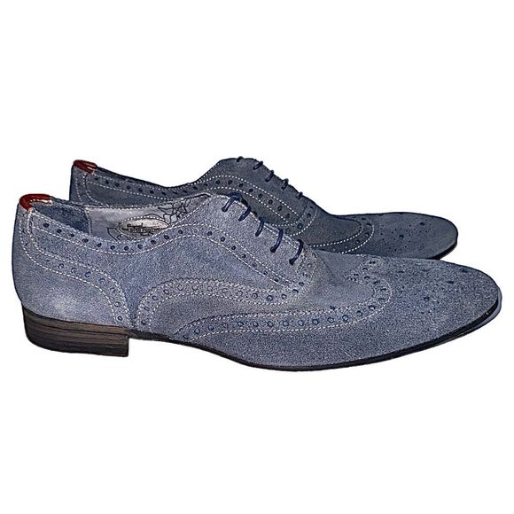 Paul Smith Blue Suede Wingtip Oxford Shoes US 9 M main image 6